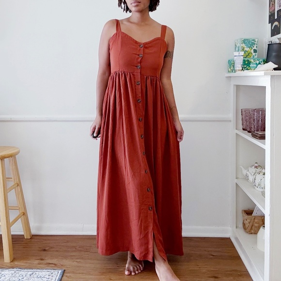 SHEIN Dresses & Skirts - brick red button up maxi dress